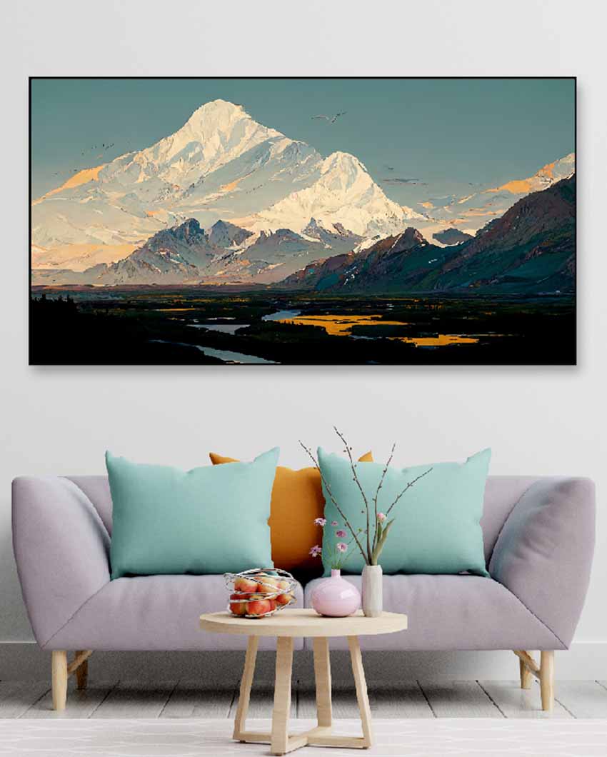 Scenic Mountains Split Floating Frame Canvas Wall Painting 24 X 12 Inches
