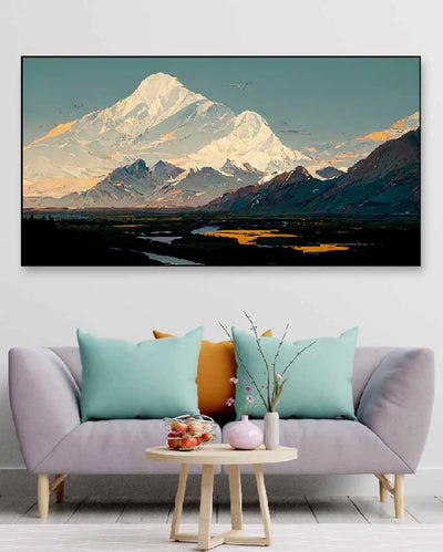 Scenic Mountains Split Floating Frame Canvas Wall Painting 24 X 12 Inches