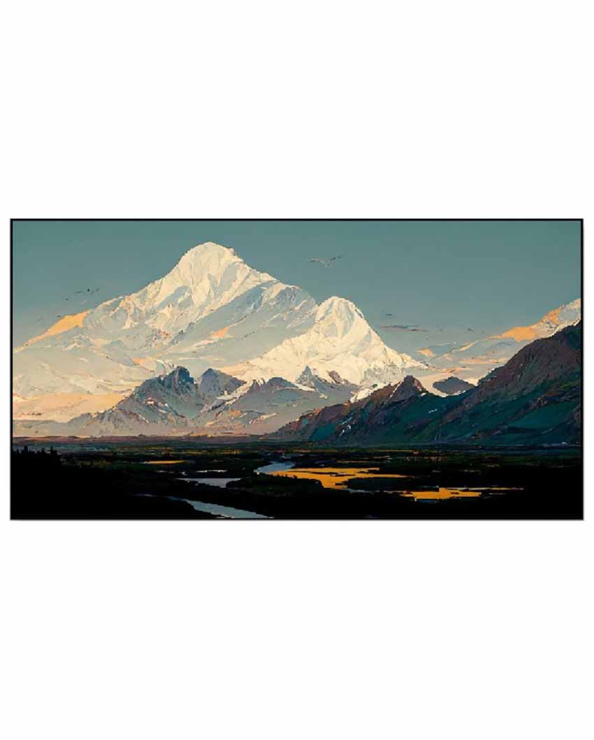 Scenic Mountains Split Floating Frame Canvas Wall Painting 24 X 12 Inches