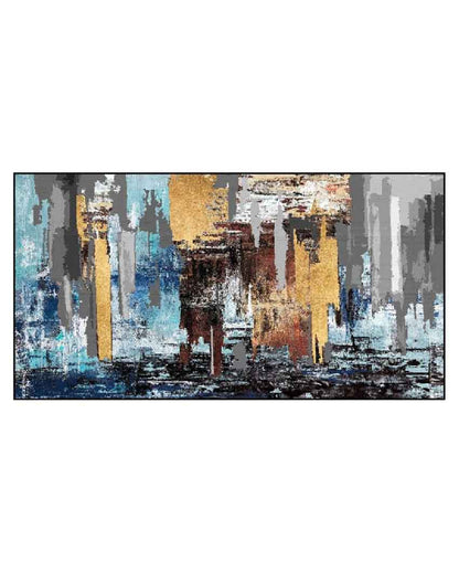 Blue Abstract Floating Frame Canvas Wall Painting 24 X 12 Inches