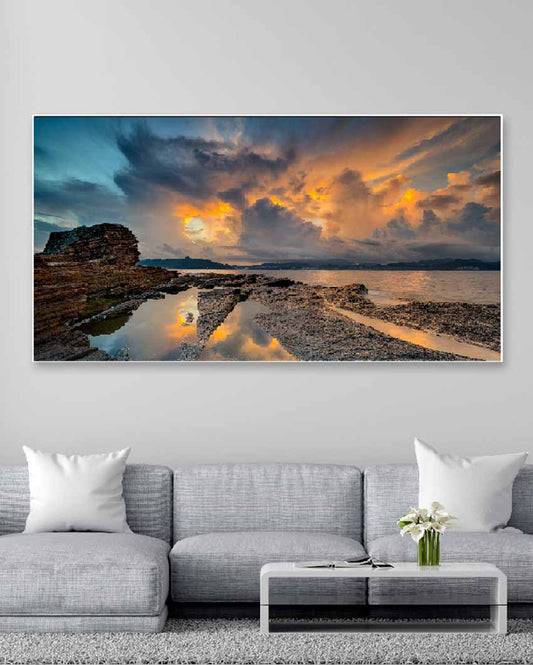 Beautiful Sunset Floating Frame Canvas Wall Painting 24 X 12 Inches