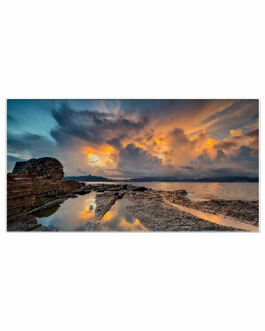 Beautiful Sunset Floating Frame Canvas Wall Painting 24 X 12 Inches