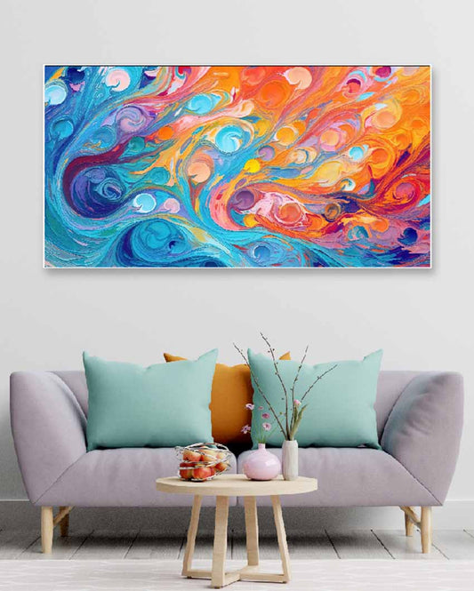 Abstract Colorful Rainbow Spiral Floating Frame Canvas Print Wall Painting 24 X 12 Inches