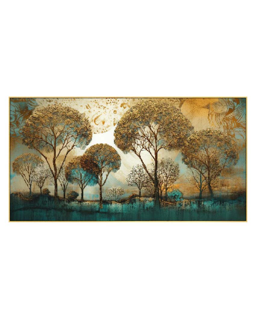 Abstract Greenery Tree  Floating Frame Canvas Wall Painting 24 X 12 Inches
