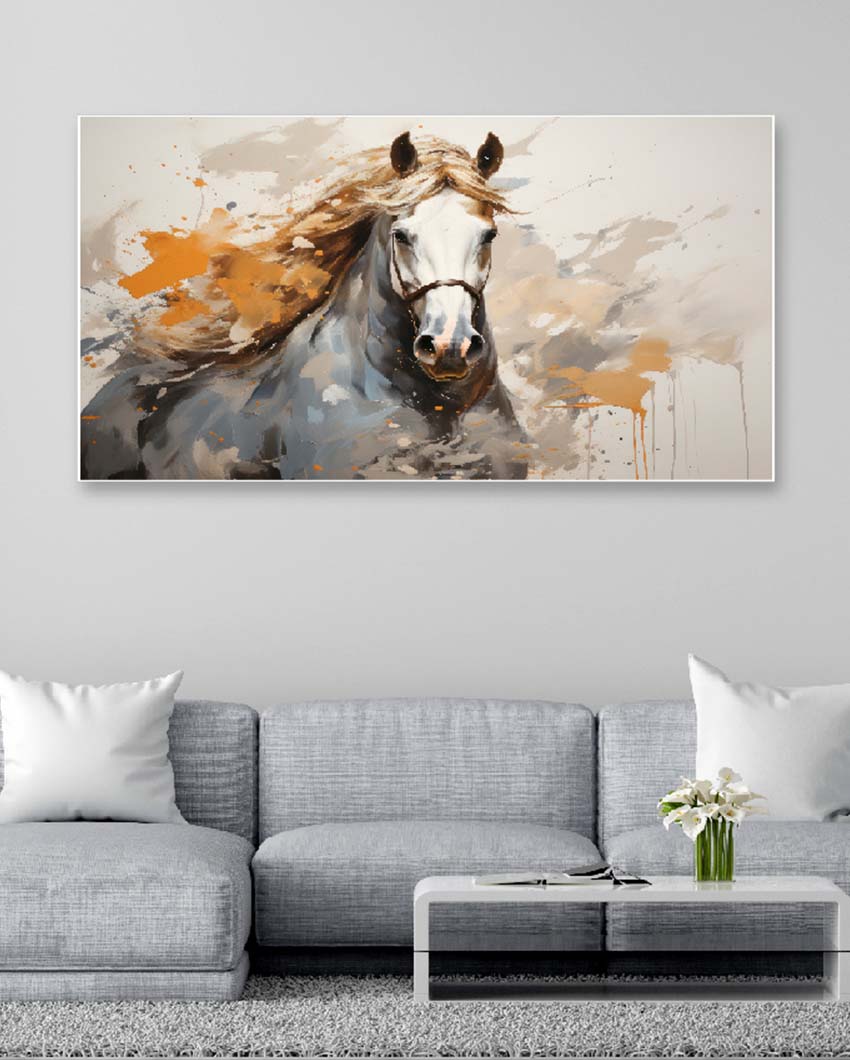Beautiful Horse Art Floating Frame Canvas Wall Painting 24 X 12 Inches