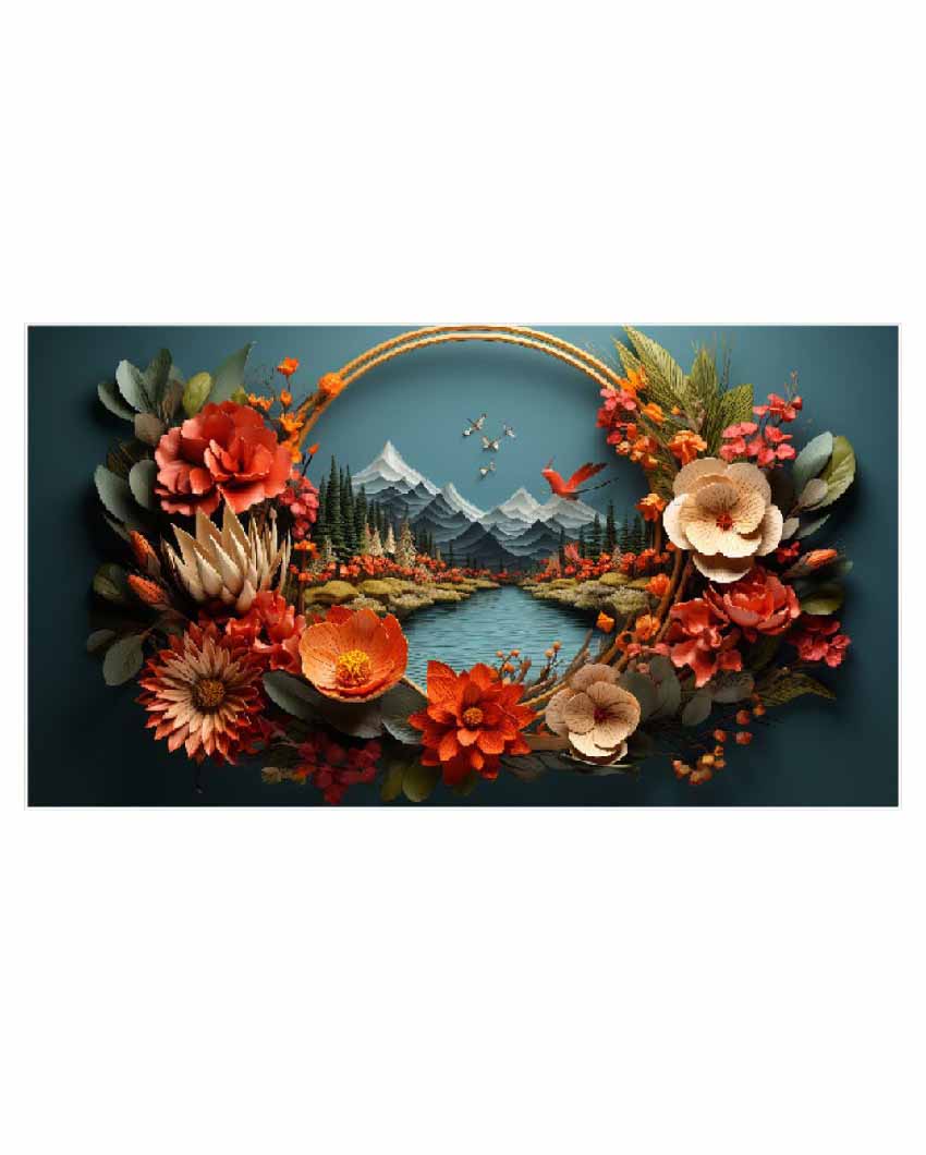 Bouquet Flowers Floating Frame Canvas Wall Painting | 24 x 12 inches , 36 x 18 inches & 48 x 24 inches