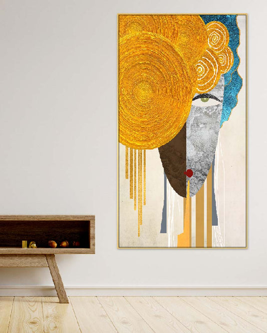 Abstract Hidding Face Figure Floating Frame Art Canvas Painting | 24 x 12 inches , 36 x 18 inches & 48 x 24 inches