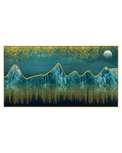 Evening & Moutains Art Floating Frame Canvas Wall Painting | 24 x 12 inches , 36 x 18 inches & 48 x 24 inches