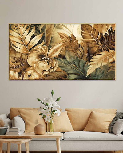 Golden Leaf Printed Floating Frame Wall Painting