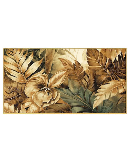 Golden Leaf Printed Floating Frame Wall Painting  | 24 x 12 inches , 36 x 18 inches & 48 x 24 inches