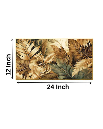 Golden Leaf Printed Floating Frame Wall Painting  | 24 x 12 inches , 36 x 18 inches & 48 x 24 inches