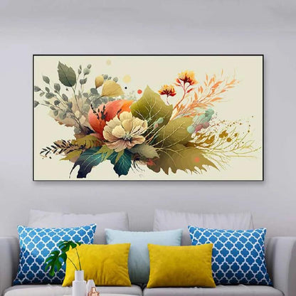 Abstract Spring Season Floating Frame Flower Wall Painting