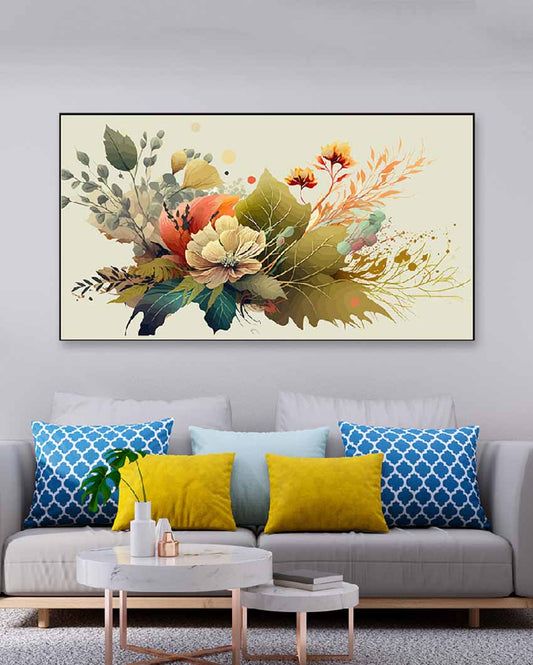 Abstract Spring Season Floating Frame Flower Wall Painting | 24 x 12 inches , 36 x 18 inches & 48 x 24 inches