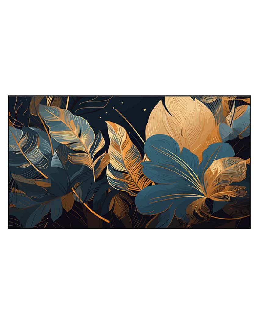 Tropical Golden Leaves Floating Frame Wall Painting  | 24 x 12 inches , 36 x 18 inches & 48 x 24 inches