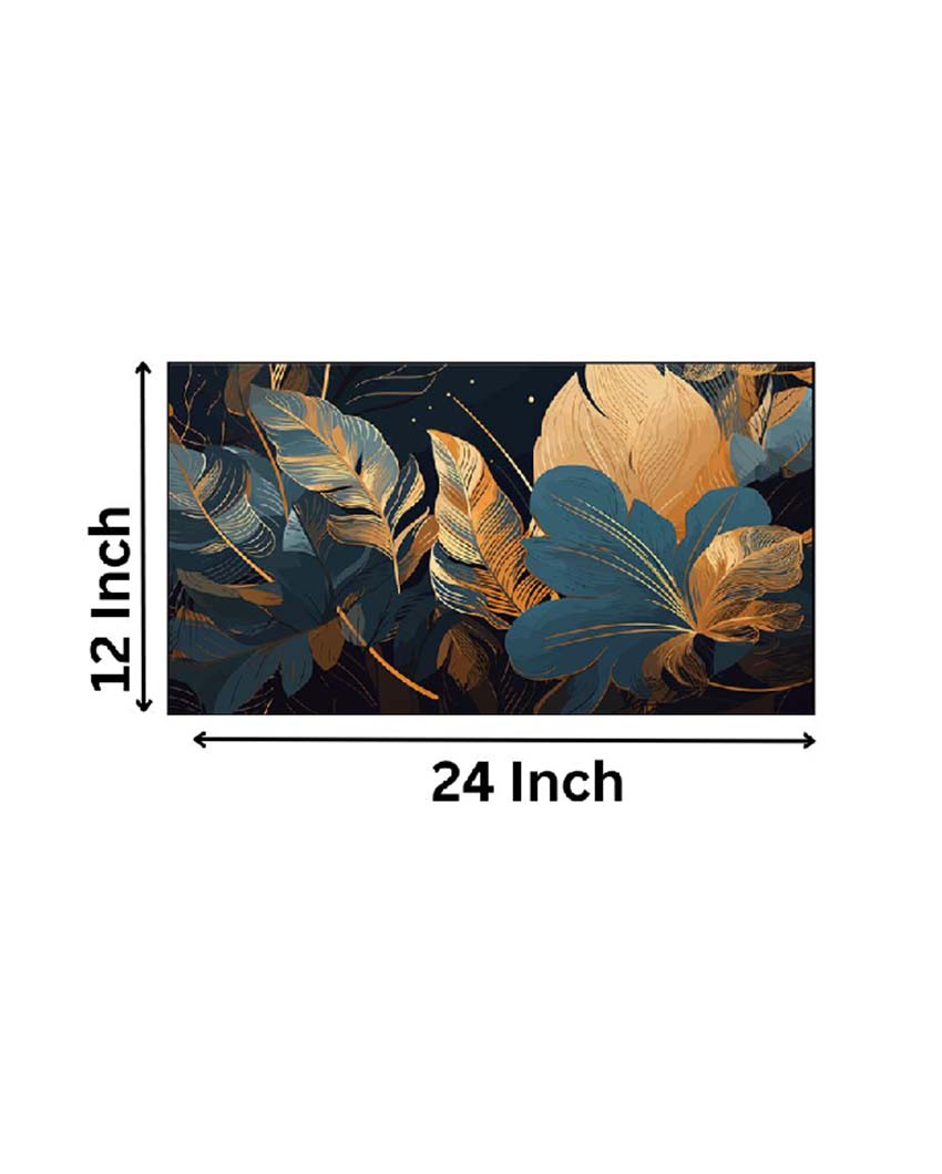 Tropical Golden Leaves Floating Frame Wall Painting  | 24 x 12 inches , 36 x 18 inches & 48 x 24 inches