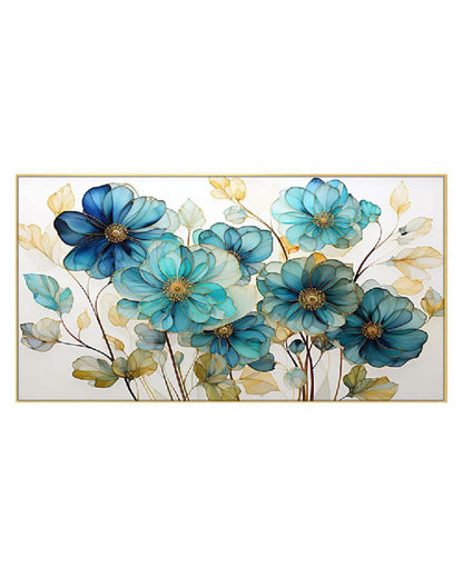 Colorful Flowers Pattern Floating Frame Wall Painting | 24 x 12 inches , 36 x 18 inches & 48 x 24 inches