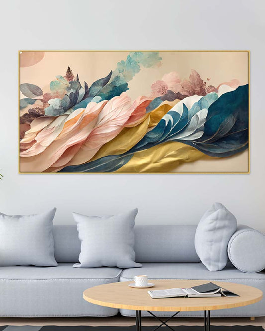 Cloudy Leafs Art Floating Frame Wall Painting | 24 x 12 inches , 36 x 18 inches & 48 x 24 inches