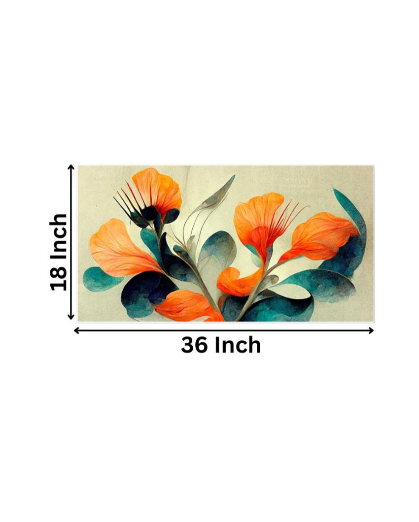 Modern Flower Pattern Floating Canvas Frame Wall Painting 24x12 inches