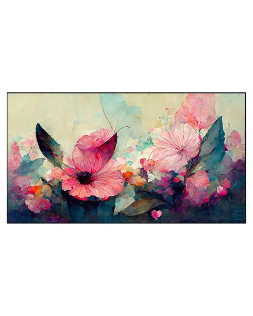 Canvas Modern Pink Flower Floating Frame Wall Painting 24x12 inches