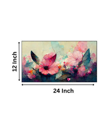 Canvas Modern Pink Flower Floating Frame Wall Painting 24x12 inches