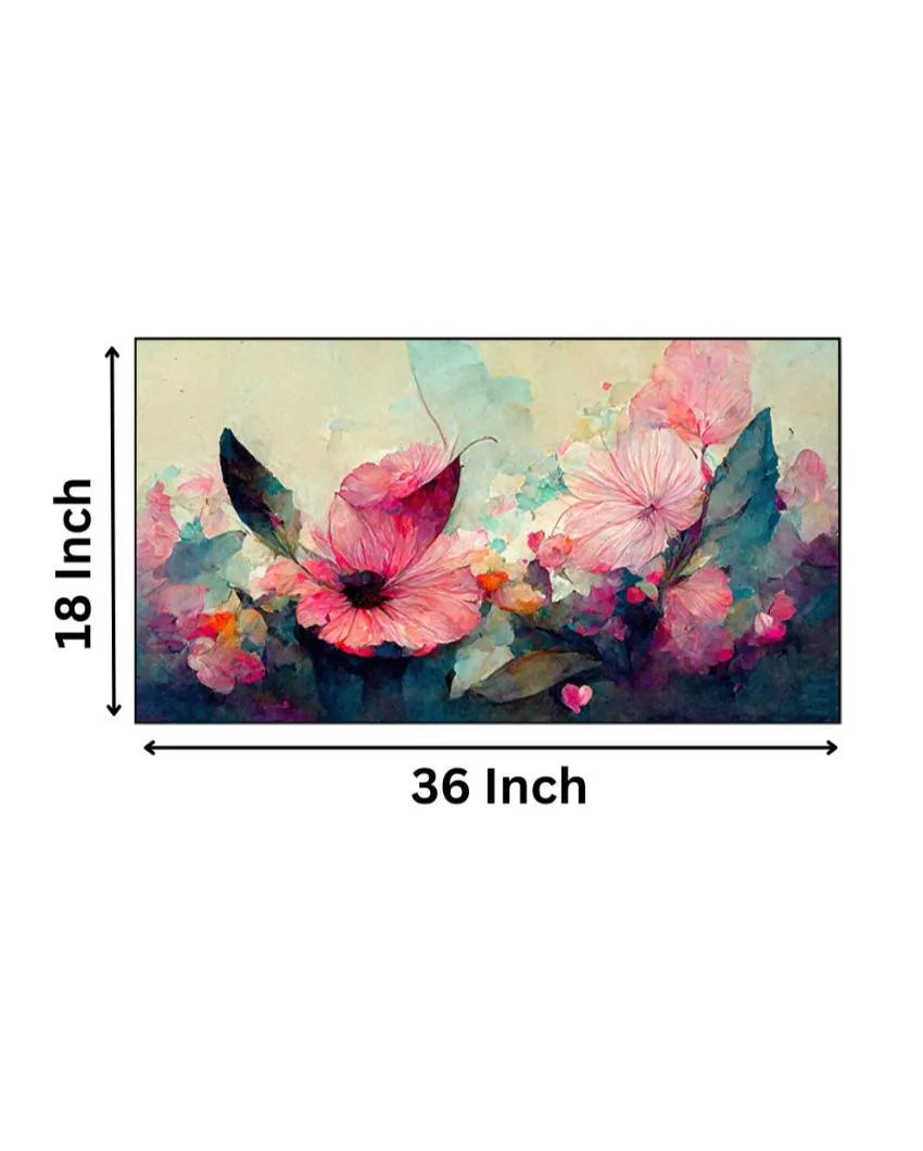 Canvas Modern Pink Flower Floating Frame Wall Painting 24x12 inches