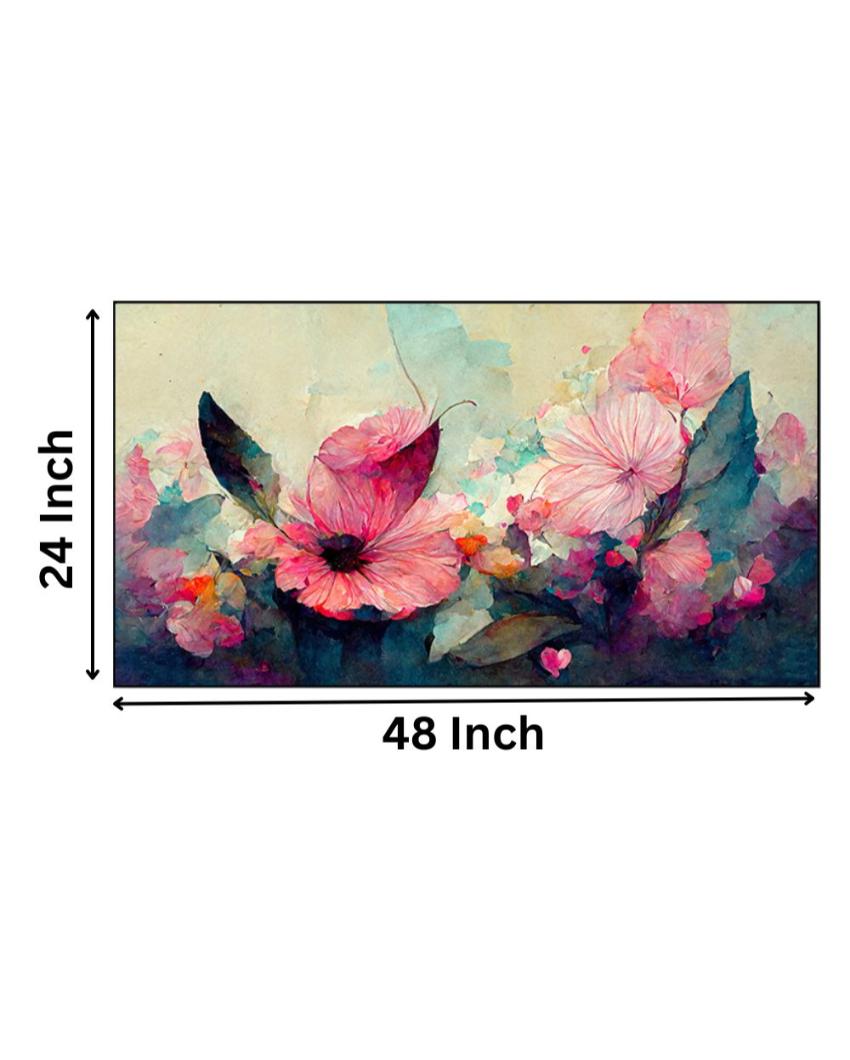 Canvas Modern Pink Flower Floating Frame Wall Painting 24x12 inches