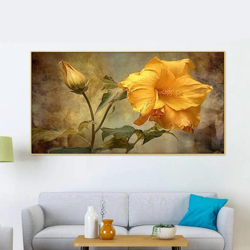 Beautiful Yellow Flower Floating Frame Wall Painting 24x12 inches