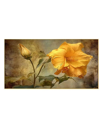 Beautiful Yellow Flower Floating Frame Wall Painting 24x12 inches