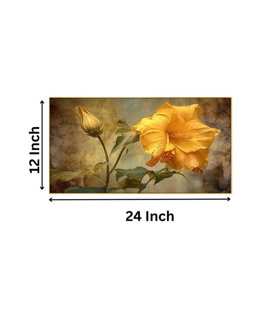 Beautiful Yellow Flower Floating Frame Wall Painting 24x12 inches