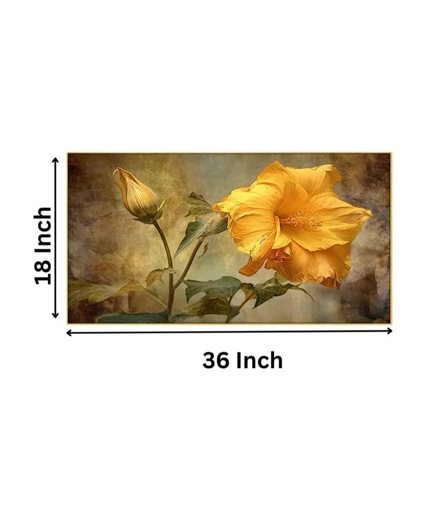 Beautiful Yellow Flower Floating Frame Wall Painting 24x12 inches