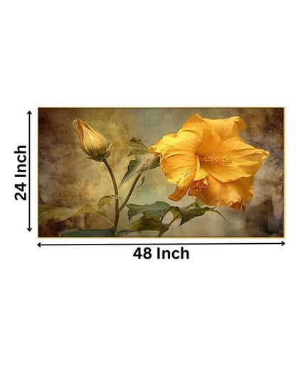 Beautiful Yellow Flower Floating Frame Wall Painting 24x12 inches