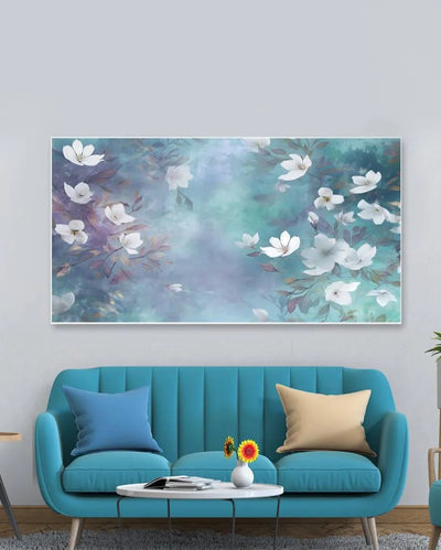 Magnolia Flowers Illustration Floating Frame Wall Painting 24x12 inches