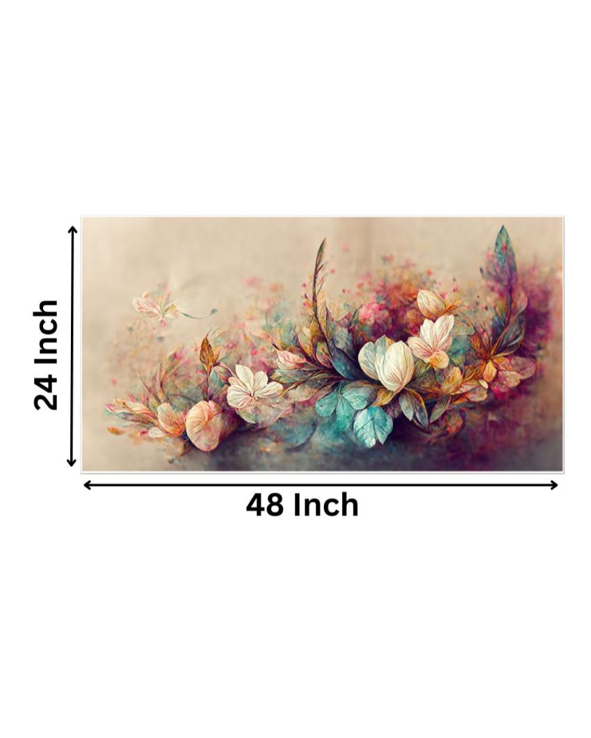 Vibrant Flowers Pattern Floating Canvas Frame Wall Painting 24x12 inches