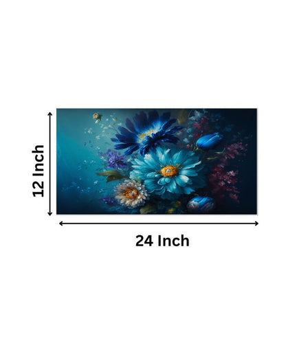 Blue and Yellow Flowers Wall Decorative Canvas Frame Wall Painting 24x12 inches