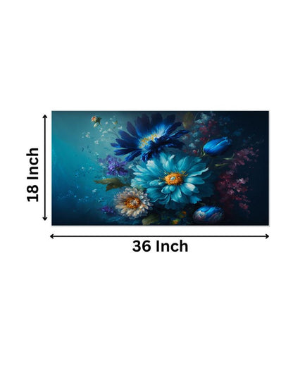 Blue and Yellow Flowers Wall Decorative Canvas Frame Wall Painting 24x12 inches