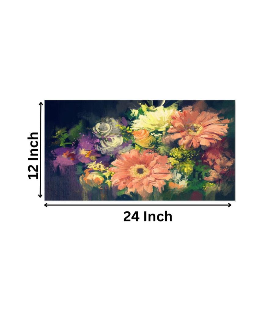 Beautiful Flowers Bouquet Canvas Frame Wall Painting 24x12 inches