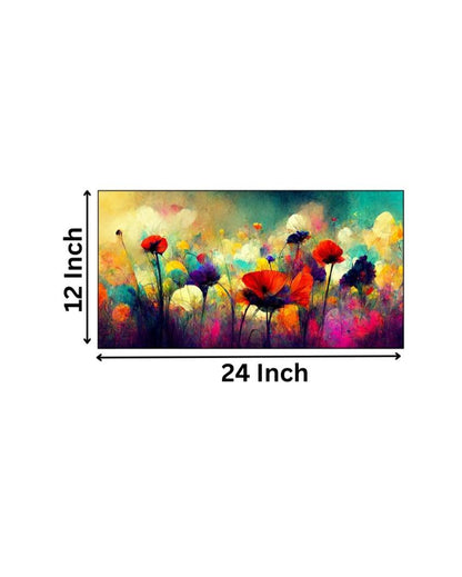 Abstract Flowers Illustration Canvas Frame Wall Painting 24x12 inches