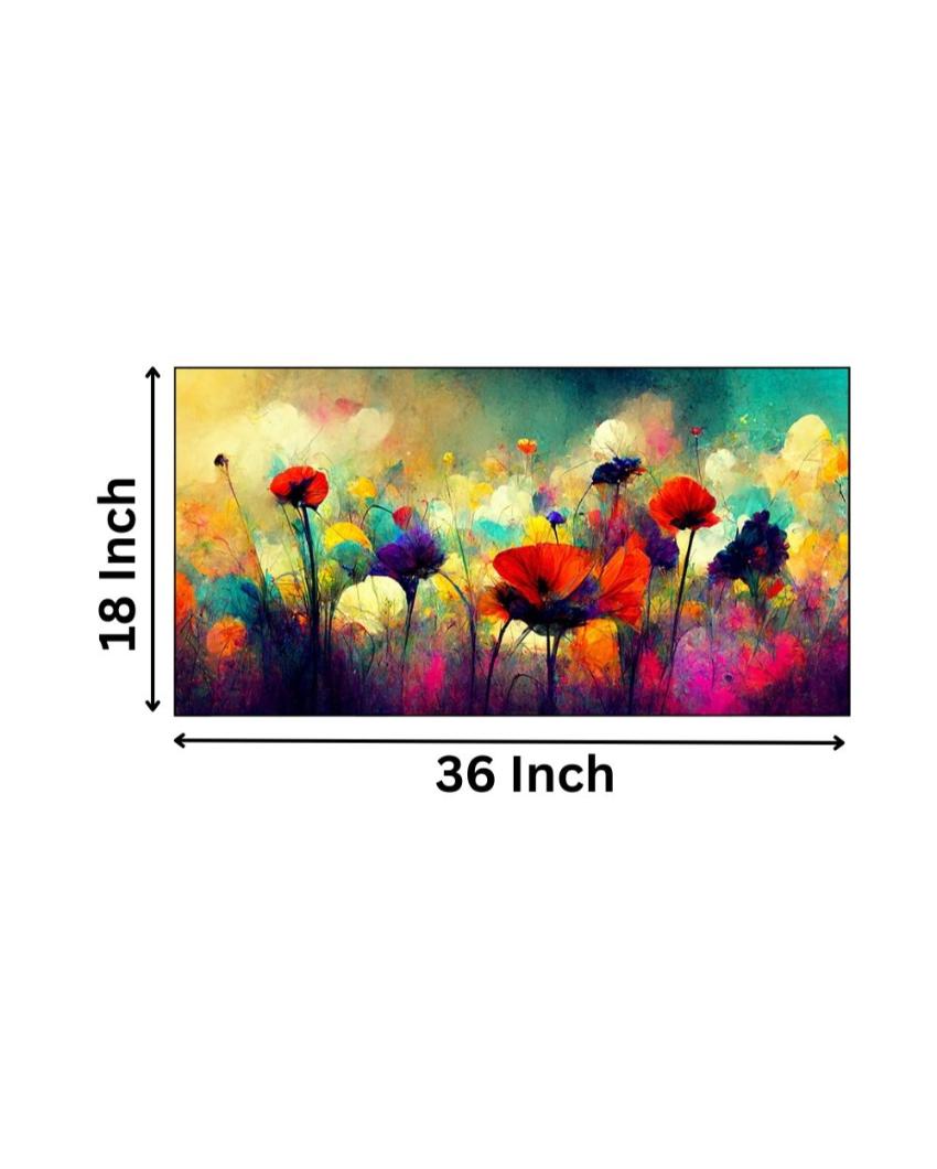 Abstract Flowers Illustration Canvas Frame Wall Painting 24x12 inches