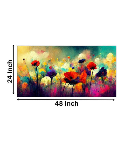 Abstract Flowers Illustration Canvas Frame Wall Painting 24x12 inches