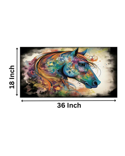 Drawing Room Colorful Horse Vastu Canvas Frame Wall Painting 24x12 inches