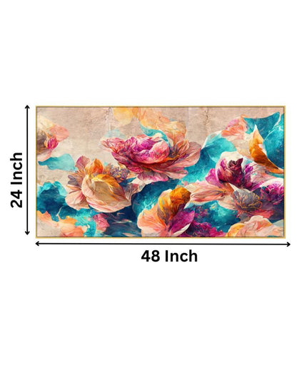 Elegant Bright Flowers Canvas Frame Wall Painting 24x12 inches