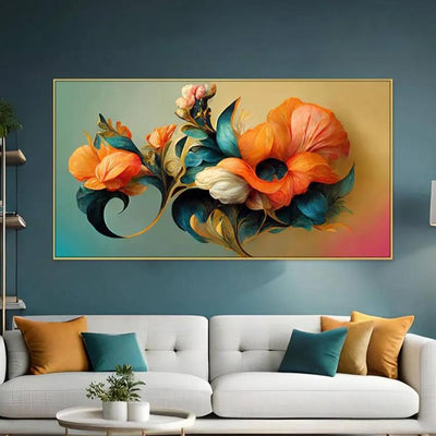 Wall Decoration Flowers Art Design Canvas Frame Wall Painting 24x12 inches