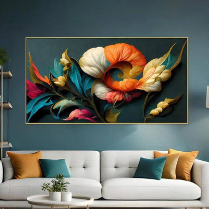 Elegant Flowers Illustration Canvas Frame Wall Painting 24x12 inches