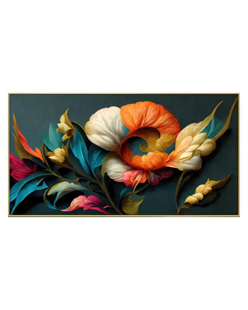 Elegant Flowers Illustration Canvas Frame Wall Painting 24x12 inches