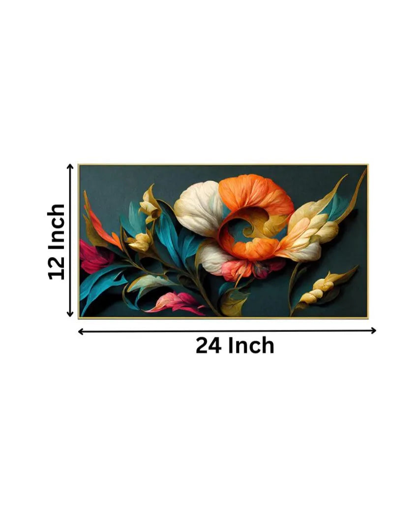 Elegant Flowers Illustration Canvas Frame Wall Painting 24x12 inches