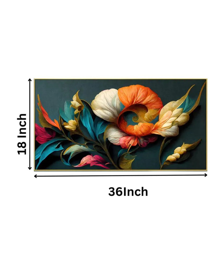 Elegant Flowers Illustration Canvas Frame Wall Painting 24x12 inches