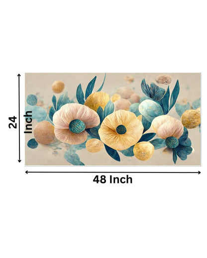 Elegant Golden Flowers Branches Canvas Frame Wall Painting 24x12 inches