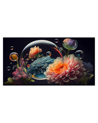 Flowers Illustration with Nature Canvas Frame Wall Painting 24x12 inches