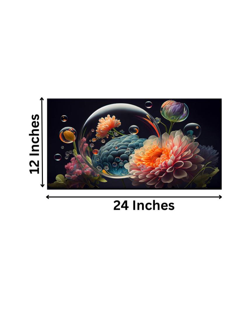 Flowers Illustration with Nature Canvas Frame Wall Painting 24x12 inches
