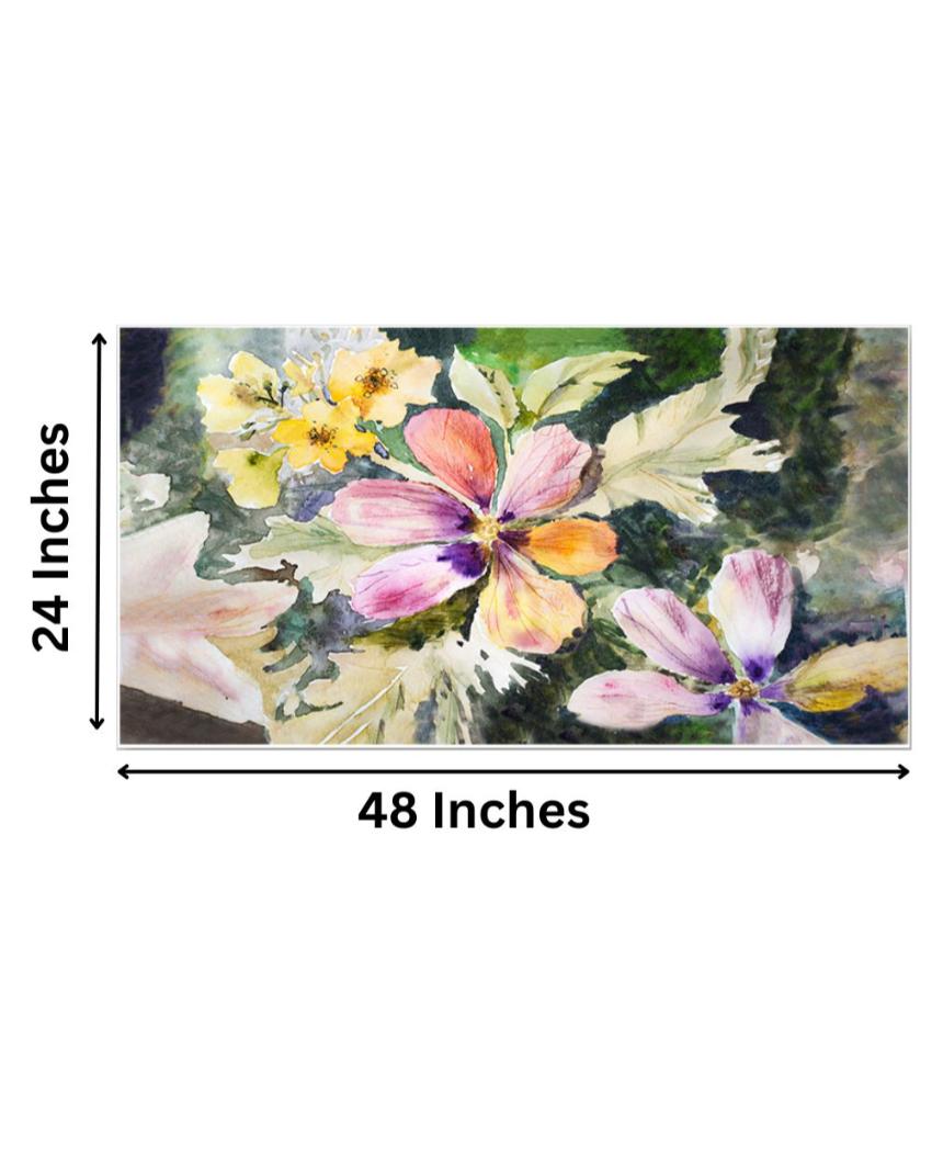 Multicolor Flowers Canvas Frame Wall Painting 24x12 inches
